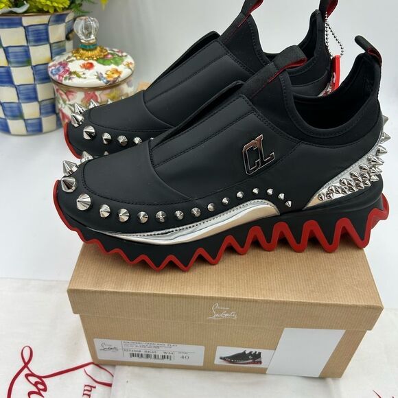 Women's Christian Louboutin Marvel khonshu Crescent flat sneakers size 40 Italy - Picture 2 of 10